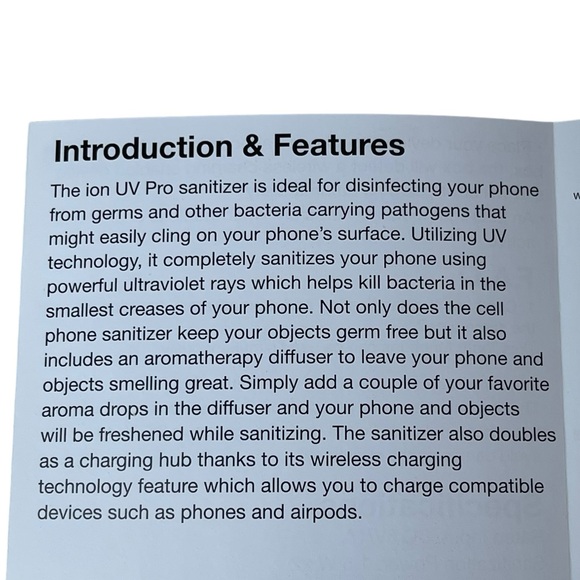 IonUV UV Pro XL Phone Sanitizer Wireless Charger Aromatherapy Kills 99.9% Germs - Picture 5 of 16